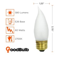 Goodbulb 25 Watt Flame Tip Light Bulbs | Ca10 Frosted Finish Medium E26 Base 2700K Soft White Eff | Dimmable 25W 175 Lumens | Decorative Chandelier Bulbs | Incandescent (Pack Of 12)