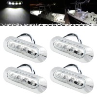 Pseqt 3.8'' Waterproof Boat Marine Led Lights Courtesy Interior Deck Light Navigation Transom Stern Cabin Lighting For Pontoon Fishing Boat Kayak Sailboat Bass Boat Vessel 12V 24V (White 4Pcs)