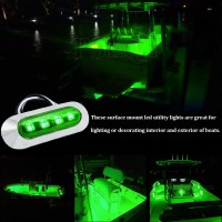 Pseqt 3.8'' Waterproof Boat Marine Led Lights Courtesy Interior Deck Light Navigation Transom Stern Cabin Lighting For Pontoon Fishing Boat Kayak Sailboat Bass Boat Vessel 12V 24V (Green 4Pcs)