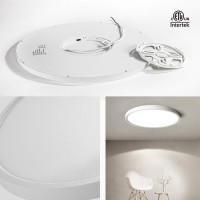 Taloya Dimmable Flush Mount Led Ceiling Light,3 Color In One (3000K/4000K/6500K) White 12Inch 20W=200W Round Flush Mount Light Fixture For Bedroom Kitchen, Etl Listed