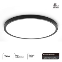 Taloya Led Flush Mount Ceiling Light 4 Pack Black 12 Inch 5000K Round 24W Simple Lamp For Kitchen Garage Low Ceilings Areas Etl