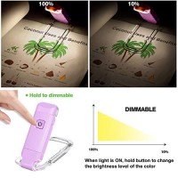 Bigmonat Book Reading Light Usb Rechargeable Bookmark Light, Led Clip On Book Lights, Reading Lights For Books In Bed, Small Book Light For Kids, 2 Brightness Adjustable For Eye Protection,Violet