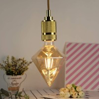 Szmyled 220V 4W E27 Led Lamp, Decorative Light Bulbs Incandescent Bulbs Edison Bulb, Retro Style Homestay Bar Restaurant Internet Cafe Diamond-Shaped Decorative Lamp 220-240V 2700K Gold 4W