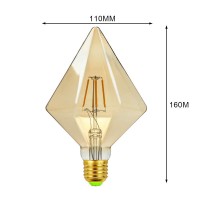 Szmyled 220V 4W E27 Led Lamp, Decorative Light Bulbs Incandescent Bulbs Edison Bulb, Retro Style Homestay Bar Restaurant Internet Cafe Diamond-Shaped Decorative Lamp 220-240V 2700K Gold 4W