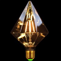 Szmyled 220V 4W E27 Led Lamp, Decorative Light Bulbs Incandescent Bulbs Edison Bulb, Retro Style Homestay Bar Restaurant Internet Cafe Diamond-Shaped Decorative Lamp 220-240V 2700K Gold 4W