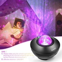 Remon Star Projector Galaxy Projector Smart Night Light With 10 Colors Ocean Wave And Starry Scene Works With Alexa And Google Home, Valentine Gift Bluetooth Music Speaker For Kids Bedroom