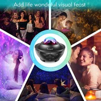 Remon Star Projector Galaxy Projector Smart Night Light With 10 Colors Ocean Wave And Starry Scene Works With Alexa And Google Home, Valentine Gift Bluetooth Music Speaker For Kids Bedroom