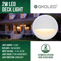 Gkoled Landscape Deck Light, Low Voltage 12V Ac/Dc Outdoor Patio Lighting, Led 2W Step Light, Die-Casting Aluminium With White Powder Appearance, 6 Pack