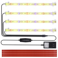 Derlights Led Grow Light Strips For Indoor Plants Full Spectrum Grow Light Strip With 3/6/12H Auto On & Off Timer, 192 Leds Plant Light Strip 6 Dimmable Levels 4 Switch Modes For Gardening