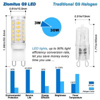 Ziomitus Dimmable G9 Led Bulbs 3W 4000K Nautral White,Replace 20W 25W 30W G9 Halogen,Ac120V 0-100% Dimming G9 Led Bulbs 3W Neutral 300Lm For Chandelier Ceiling Pendant Lighting,No Flicker,5Pack