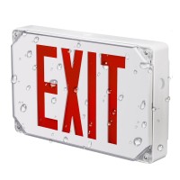 Leonlite Led Exit Sign, Wet Location Exit Sign With Battery Backup, Ul Listed, Outdoor Hardwired Exit Light With Double Sided, Ac 120/277V, Weatherproof Emergency Exit Sign, Red