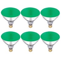 Dysmio Lighting 100 Watt Br38 Incandescent Flood Light Bulb Green Light, 6 Pack