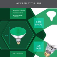 Dysmio Lighting 100 Watt Br38 Incandescent Flood Light Bulb Green Light, 6 Pack