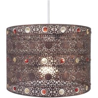 Chandelier Style Ceiling Light Shade Droplet Pendant Acrylic Crystal Bead Luxury Easy Fit Moroccan Marrakech Moda Spiral Gem Choose Design (Moroccan Gem Antique Bronze)