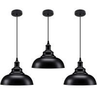 Asnxcju Matte Black Pendant Light Industrial Farmhouse Pendant Light Vintage Hanging Ceiling Lamp Fixtures For Kitchen Island