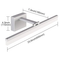 Solfart Modern Dimmable Led Rotatable Vanity Light Fixtures Silver Aluminum For Bathroom Wall Light 5500K White Light