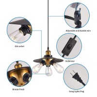 Ylong-Zs 3 Light Plug In Pendant Light Black Hanging Lamps Swag Lights16.4 Ft Cord Hanging Lights With Plug In Cord On/Off Switch For Corner Living Room