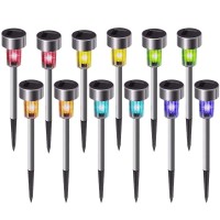 Solar Lights Outdoor Waterproof, Stainless Steel Led Landscape Lighting Outdoor Solar Lights For Outside Solar Garden Lights For Pathway, Walkway, Patio, Yard, Lawn - 12 Pack ( Multicolor )