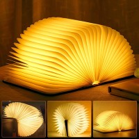 Molbory Wooden Book Light,Novelty Folding Book Lamp, Folding Night Light,Usb Rechargeable Wooden Table Lamp,Magnetic Design- Creative Gift Home Office Decor For Family Girlfriend