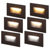 Leonlite Premium Series 3Cct 120V Led Step Lights, Dimmable 3.5W Indoor Outdoor Stair Light, 3000K/4000K/5000K Selectable, Cri90, 150Lm, Etl, Horizontal, Ip65, Aluminum, Oil Rubbed Bronze, Pack Of 6