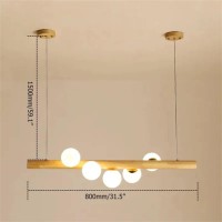 Jiuzhuo Contemporary Linear Pendant Light Glass Globe 5Light Kitchen Island Chandelier Pendant Lighting Hanging Ceiling Fixture