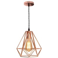 Guanshan Rose Gold Diamond Pendant Light Iron Industrial Lampshade Pendant Lamp Ceiling Light For Dining Room, Living Room, Bedroom, Restaurant