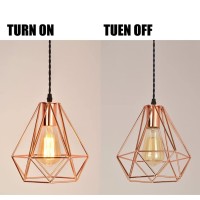 Guanshan Rose Gold Diamond Pendant Light Iron Industrial Lampshade Pendant Lamp Ceiling Light For Dining Room, Living Room, Bedroom, Restaurant