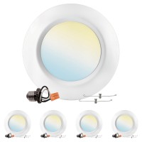 Luxrite 6 Inch Led Disk Lights, 15W, 5Cct 2700K 3000K 3500K 4000K 5000K, Flush Mount Recessed Retrofit Ceiling Light, 1000Lm, Dimmable, J-Box Or 6