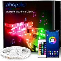 Phopollo Led Strip Light, 32.8Ft Led Light Strips With Remote & App,Music Sync Mode With Mic, Smart Flexible12V Led Lights For Bedroom Ceiling, Party,Stairs.