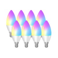 Cmars Smart E12 Base, Candelabra Led Bulbs Work With Alexa Google Home Ifttt, Dimmable And Rgb Color Changing Tunable White Chandelier Light Bulbs (2.4 Ghz Only) 8 Pack