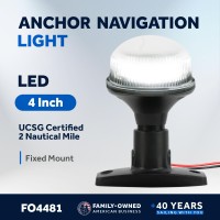 Five Oceans Anchor Light - Stern Lights For Boats, Boat Lights Navigation, 12V Dc, Uscg 2Nm Certified, 4 Inch Fixed Mount, Boat Stern Light For Pontoon, Fishing Boats, Bass Boats, Sport Boats - Fo4481