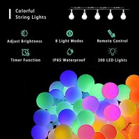 Globe String Lights,65 Ft 200 Led Decorative Lights With Remote And 8 Modes, Waterproof Fairy String Lights In Multi-Colors For Outdoor Decor,Indoor,Garden,Patio,Party Wedding,Christmas