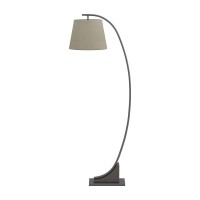 Contemporary style meets elegance in this floor lamp Placement in any room is possible with the rich finish Demilune shape adds visual interest and style White linen lampshade creates contrast while calling attention to the piece at large Light up your li