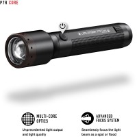 Ledlenser, P7R Core Rechargeable Flashlight, Led Light For Home And Emergency Use, Black