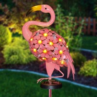 Joiedomi Garden Solar Lights Outdoor, Solar Powered Stake Lights, 40 Led Metal Flamingo Decorative Lights Waterproof For Walkway Pathway Lawn Patio Courtyard