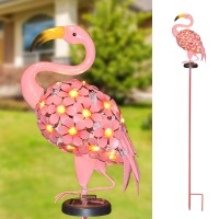 Joiedomi Garden Solar Lights Outdoor, Solar Powered Stake Lights, 40 Led Metal Flamingo Decorative Lights Waterproof For Walkway Pathway Lawn Patio Courtyard