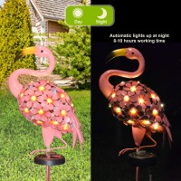 Joiedomi Garden Solar Lights Outdoor, Solar Powered Stake Lights, 40 Led Metal Flamingo Decorative Lights Waterproof For Walkway Pathway Lawn Patio Courtyard