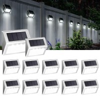 Solpex Solar Step Lights, 12 Pack Stair Lights, Outdoor Fence Lighting, Solar Powered Deck Lights Waterproof 4 Leds For Stairway Patio Porch Pathway Walkway Garden (Cold White)