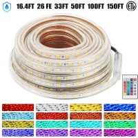 Ainfox 50Ft Led Rope Lights,Waterproof 16 Colors Changing Rgb Rope Light With Remote Controller For Outdoor & Indoor Use - Smd5050 Flexible Dimmable Decorative Lighting Multi Modes Ul&Etl (50Ft)