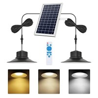 Niorsun Solar Lights Outdoor, Led Solar Pendant Lights 5000K|4000K|3000K| Dimmable Lighting With Remote Control, 2X16.4Ft Cable Ip65 Waterproof For Indoor, Garden, Patio, Garage, Camp(2 Pack)