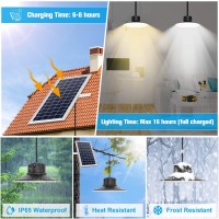 Niorsun Solar Lights Outdoor, Led Solar Pendant Lights 5000K|4000K|3000K| Dimmable Lighting With Remote Control, 2X16.4Ft Cable Ip65 Waterproof For Indoor, Garden, Patio, Garage, Camp(2 Pack)