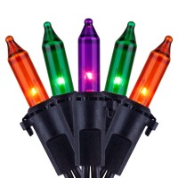 Yuletime Orange Green Purple Halloween Lights With Black Wire 66 Feet 200 Count Ul Certified Christmas String Lights Pack Of