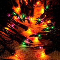 Yuletime Orange Green Purple Halloween Lights With Black Wire 66 Feet 200 Count Ul Certified Christmas String Lights Pack Of