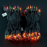 Yuletime Orange Green Purple Halloween Lights With Black Wire 66 Feet 200 Count Ul Certified Christmas String Lights Pack Of