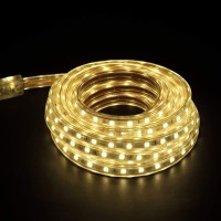 Ainfox 100Ft Led Strip Lights, 1800 Leds Outdoor Waterproof Led Rope Lights Smd5050 110V Flexible Tape Decorative Lighting For Patio Deck Garden Bedroom, Ul&Etl Certified (Warm White, 100Ft)