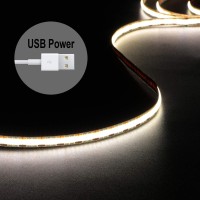 5V Usb Led Strip 4.9Ft-480Leds White Led Strip Lights 4000K Cri85+ Cob Led Strip Lights, Flexible Usb Strip Lights And Cuttable Led Strip For Tv Backlight, Bedroom, Cabinet, Kitchen, Diy Lighting