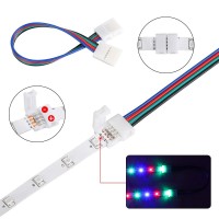 Supernight 3528 2835 4 Pin 8Mm Led Strip Connector, Rgb Rope Lights Connector Kit, Gapless Solderless Clip, 32.8Ft Extension Wire Cable, L Shape Pcb (For 8Mm Width Strip)