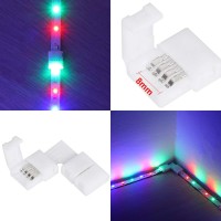 Supernight 3528 2835 4 Pin 8Mm Led Strip Connector, Rgb Rope Lights Connector Kit, Gapless Solderless Clip, 32.8Ft Extension Wire Cable, L Shape Pcb (For 8Mm Width Strip)