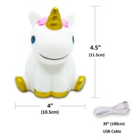 Fundoo Unicorn Night Light,Usb Rechargeable Kids Night Light Unicorn With Timer,Portable Led Animal Lamp Tap On Colorful Lights For Kids, Unicorn Nightlight For Boys Girls Bedroom