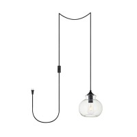 Destry 1 Light Black Plug-In Pendant With Clear Glass